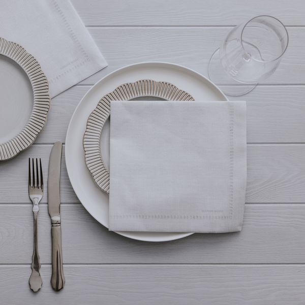 Manor Road Linen Hemstitch Natural Napkins Dinner 20 pack