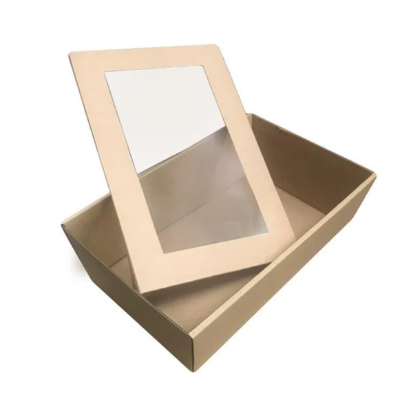 Kraft Catering Tray Small 255x155x80mm with lid 5 Pack
