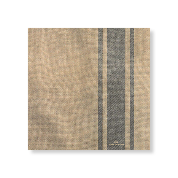 Manor Road Coffee Stripe Linen Napkins Luncheon 20 pack
