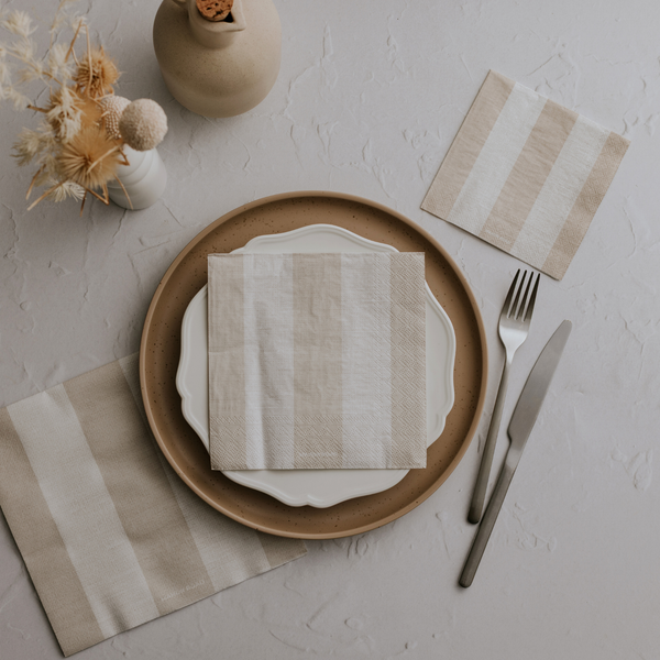Manor Road Naturals Stripe Napkins Luncheon 20 pack
