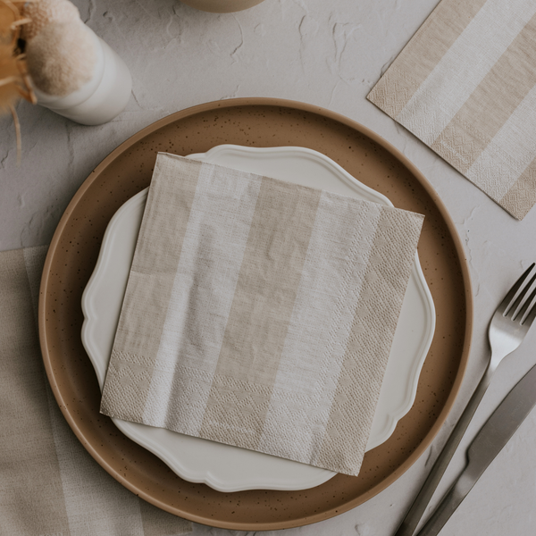 Manor Road Naturals Stripe Napkins Dinner 20 pack