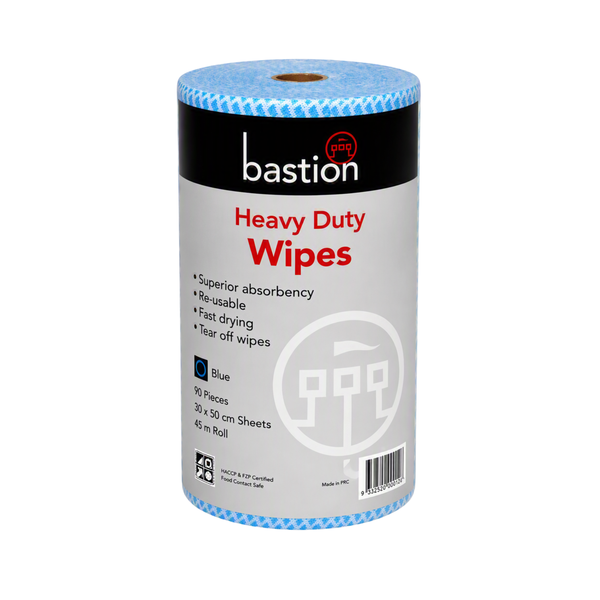 Bastion Heavy Duty Wipes Blue 30x50cm 90/roll
