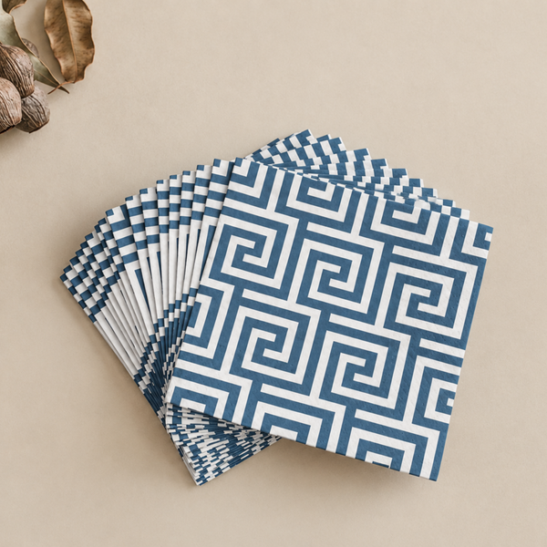 Byron & Yorke Aegean Grecian Key Cocktail Napkin