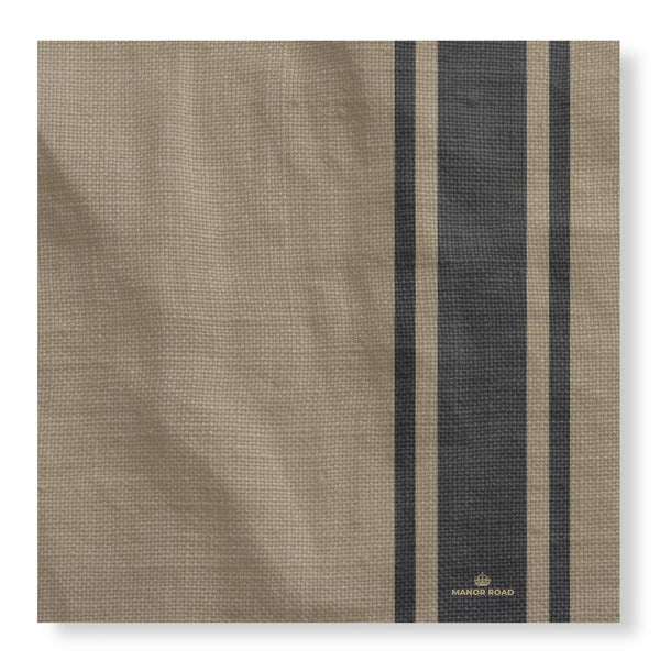 Manor Road Coffee Stripe Linen Cheese Board Presentation Cards 8 pack