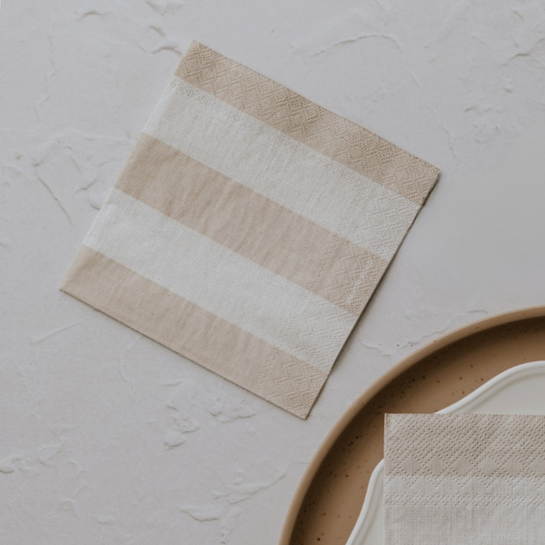 Manor Road Naturals Stripe Napkins Cocktail 20 pack