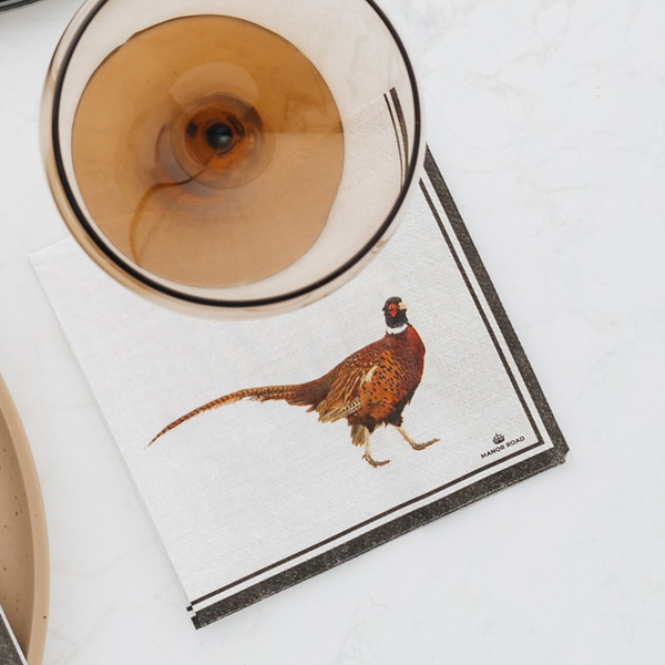 Manor Road Pheasant Napkins Cocktail 20 pack