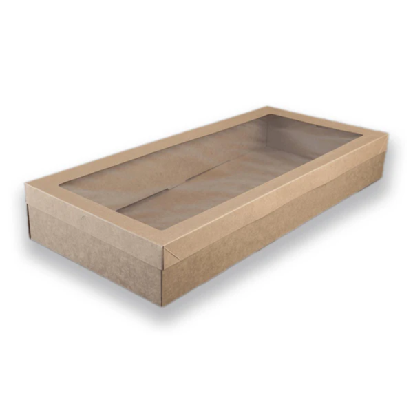 Kraft Catering Tray Large with lid 5 Pack