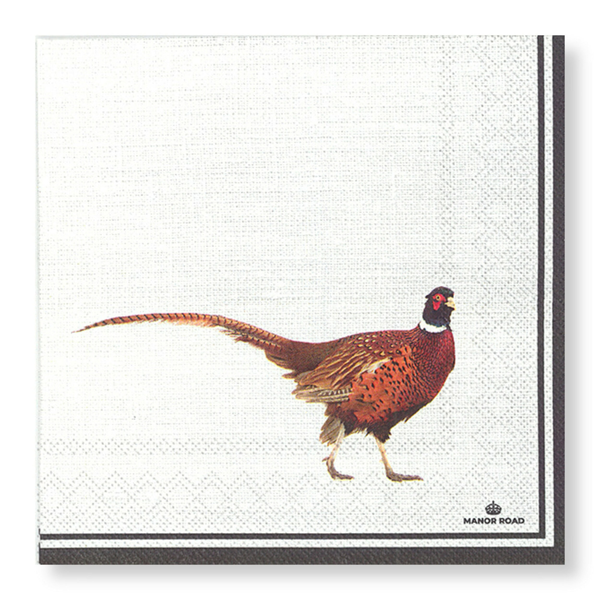 Manor Road Pheasant Stripe Napkins Dinner 20 pack