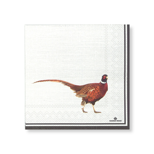 Manor Road Pheasant Stripe Napkins Luncheon 20 pack
