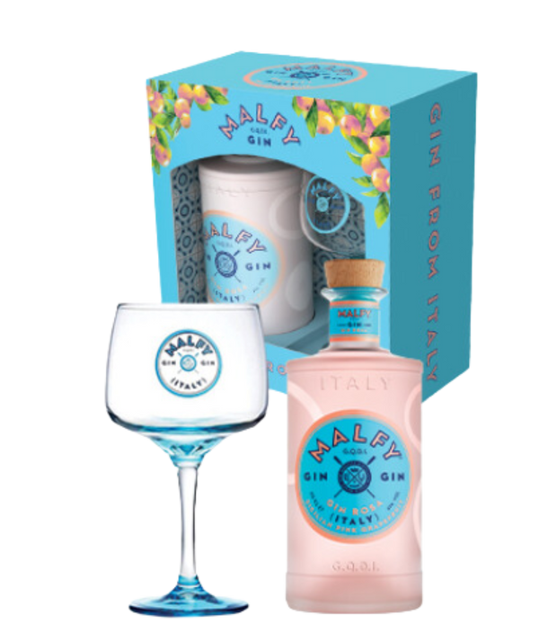 Malfy Rosa 700ml Gift Pack + 1 Copa Glass