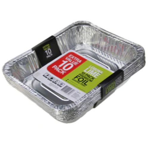 Lemon&Lime Foil Containers with lid 32x26.5x5cm 10 pk