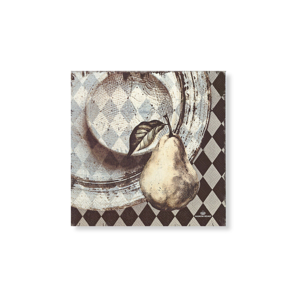 Manor Road Pear & Plate Napkins Cocktail 20 pack