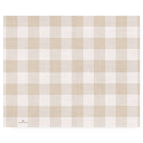 Manor Road Linen Gingham Natural Paper Placemat Pad 30 sheets 20 pack