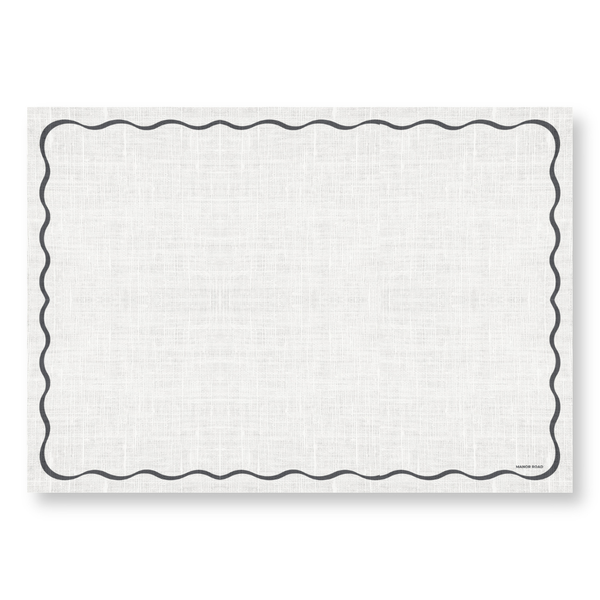 Manor Road A4 Grease Proof Paper Linen Scallop Black & White 20 Pack