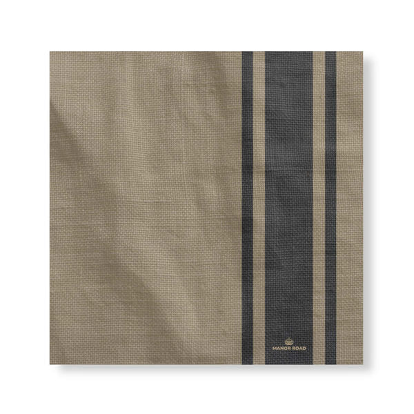 Manor Road Coffee Stripe Linen Cheese Board Presentation Cards 8 pack