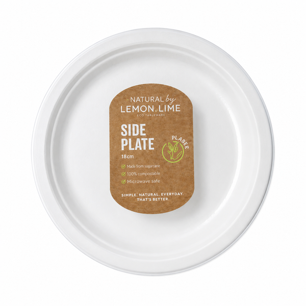 Lemon & Lime Disposable Side Plate White 18cm 30 Pack