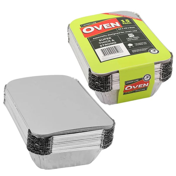 Lemon&Lime Foil Container with lid 22x15x5cm 15 Pack