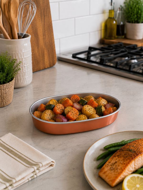 Oval Coated Aluminium Tray 850ml