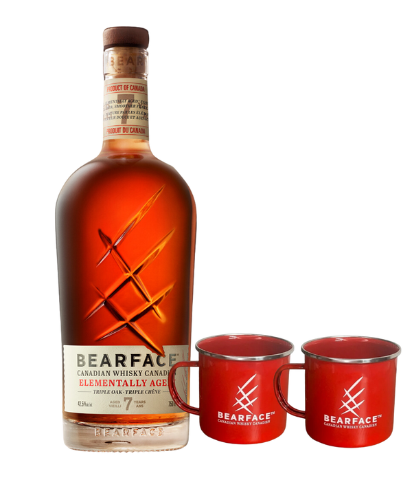 Bearface Triple Oak Whisky 700ml + 2 Mini 30ml Mugs