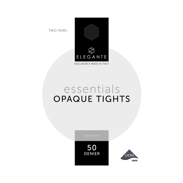 Elegante Ultimate Opaque Black Extra Large 50 Denier 2 Pack